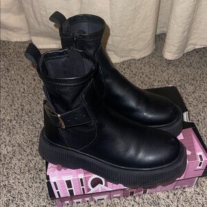 Black Ankle Boots with Buckle